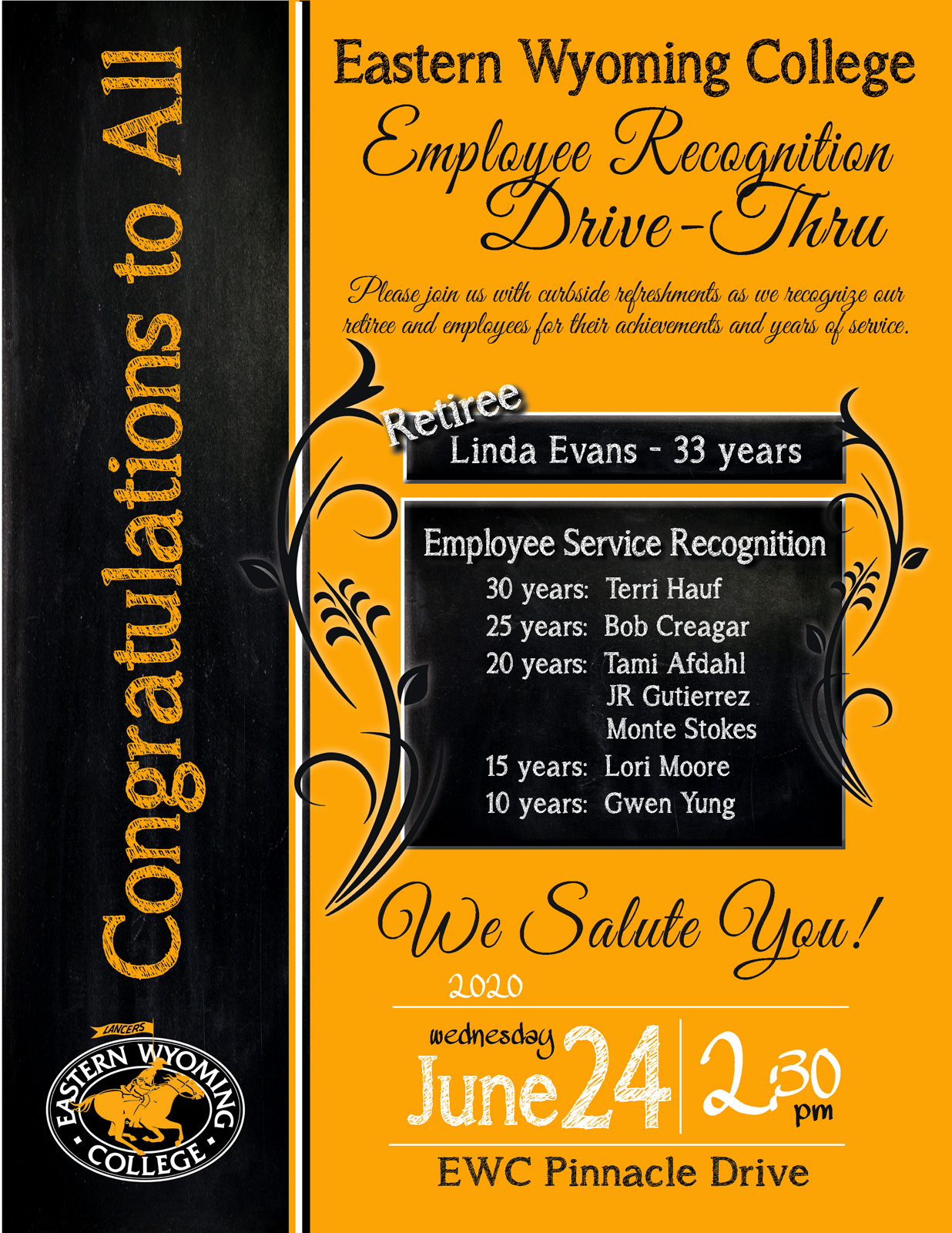 Eastern Wyoming College Employee Recognition Drive-Thru