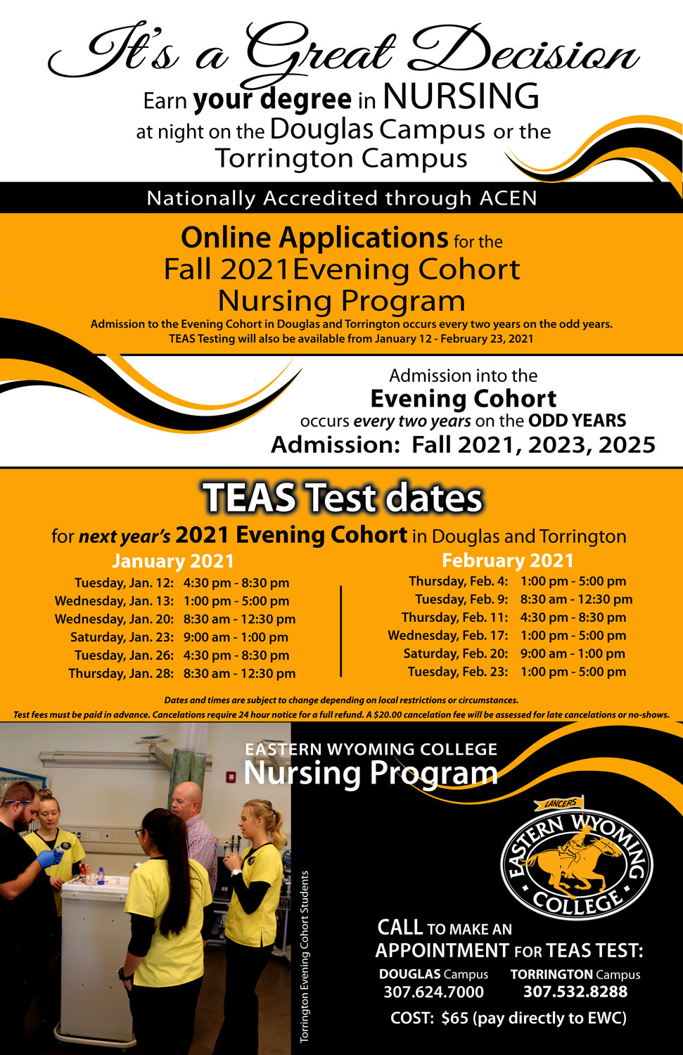 Eastern Wyoming College Nursing Program - TEAS Test Dates - Fall 2021