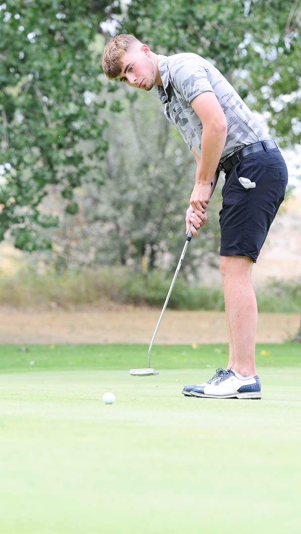 Eastern Wyoming College's George Cordall competes at the Regional IX Golf Tournament Thursday, Sept. 15 at Cottonwood Golf Course in Torrington, Wyoming. Cordall was the top golfer at the tournament with a -5.