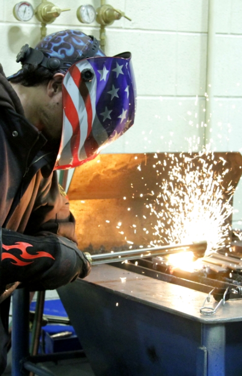 Eastern Wyoming Welding student working on a project