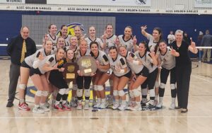 Picture of the Eastern Wyoming College volleyball team that won the Region Nine Championship.